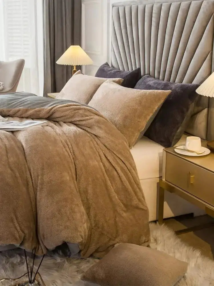 2/3pcs Velvet Shaggy Duvet Cover Set Ultra Soft Fluffy Duvet Cover Bedding Set