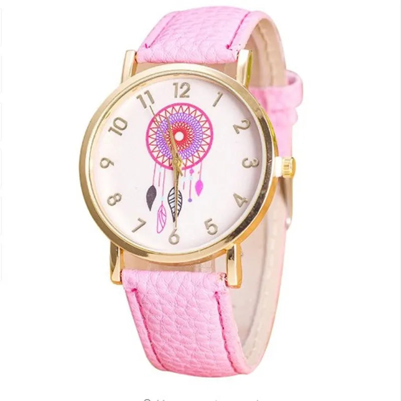 Dream catcher quartz watches women; s frequencies of clock watch mujer female leather strap