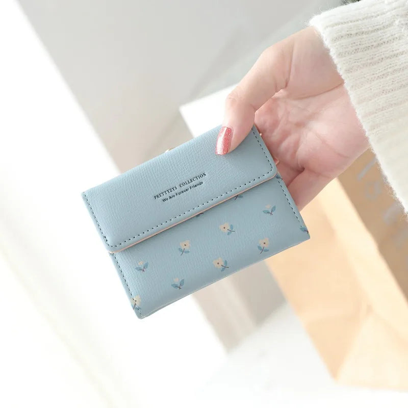 Zciti Short Buckle Purse Korean Version of The Three Fold Small Fresh and Simple Personality Small Floral Mini Ladies Money Clip