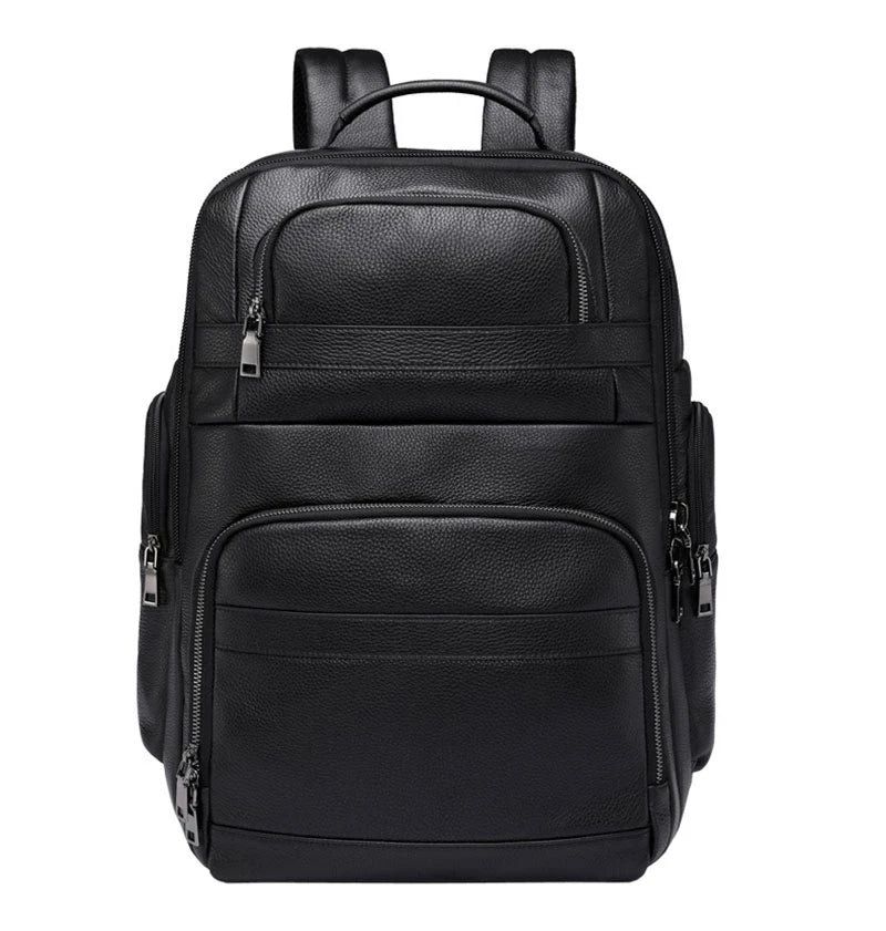 Soft Genuine Leather Backpack Fit For 15.6 inch Laptop Daypack Multifunction USB charging Fashion Male Mochila Travel BacKpack