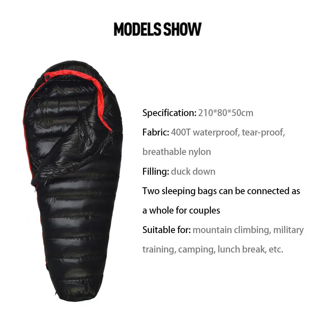 Camping Sleeping Bag Outdoor Lightweight 4 Season Warm Cold Envelope Backpacking Sleeping Bag Traveling Hiking Down Sleeping Bag