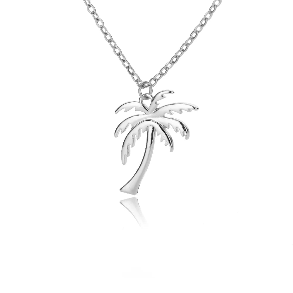 Palm Tree Pendant Necklace for Women Men Goth Aesthetic Coconut Tree Choker Chain Necklace Stainless Steel Jewelry Gifts