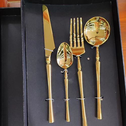 New Stainless Steel Golden Cutlery Set Mirror Polishing Dinnerware Tableware Dinner Knife Fork Foods Tools Kitchen Accessories