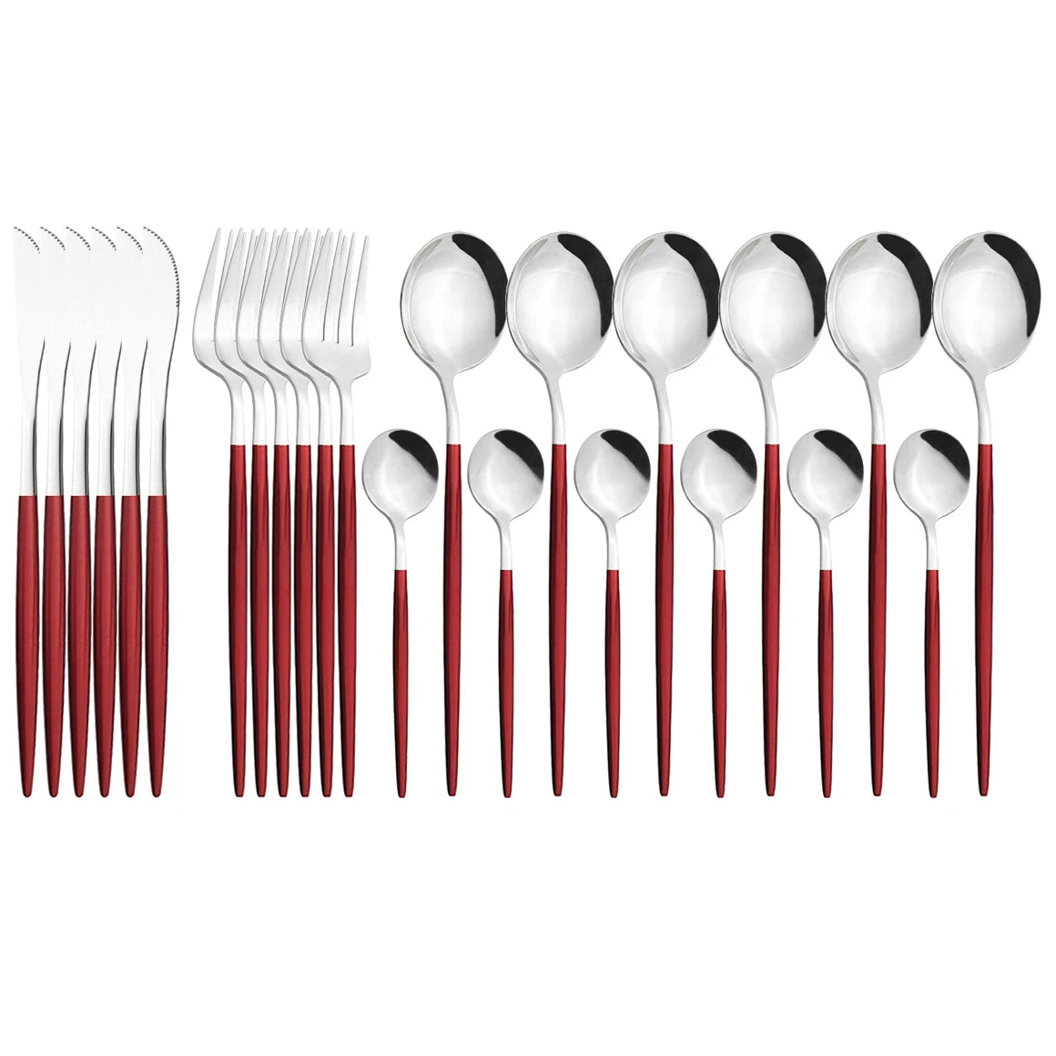 New 24Pcs Mix Color Dinnerware Set Stainless Steel Cutlery Set Dinner Knife Fork Spoon Luxury Flatware Party Kitchen Silverware