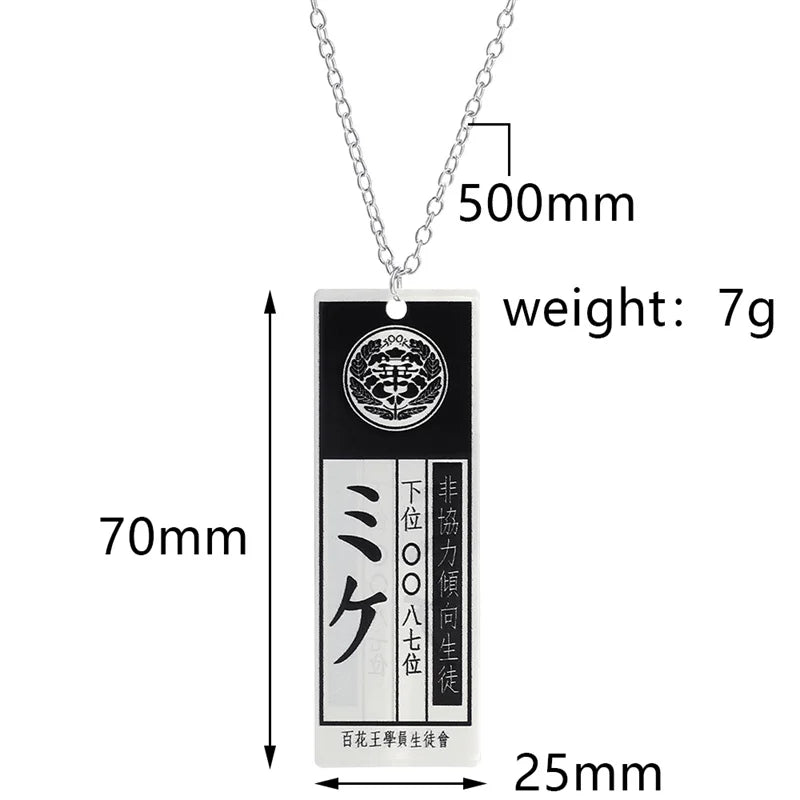 Japanese Anime Kakegurui Compulsive Gambler Necklace Jabami Men and Women Role-Playing The Same Pendant Necklace Jewelry Gifts