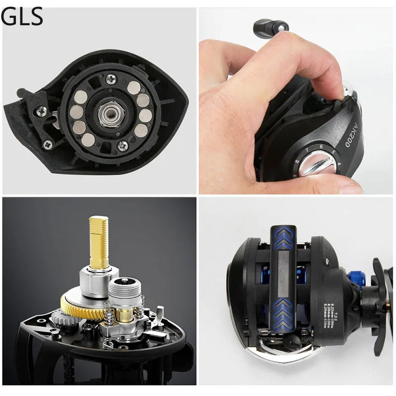 GLS Baitcasting Reel Drag Power 8KG Carp Fishing Reels 7.2:1High Speed Magnetic Brake System Casting Reel fishing accessories
