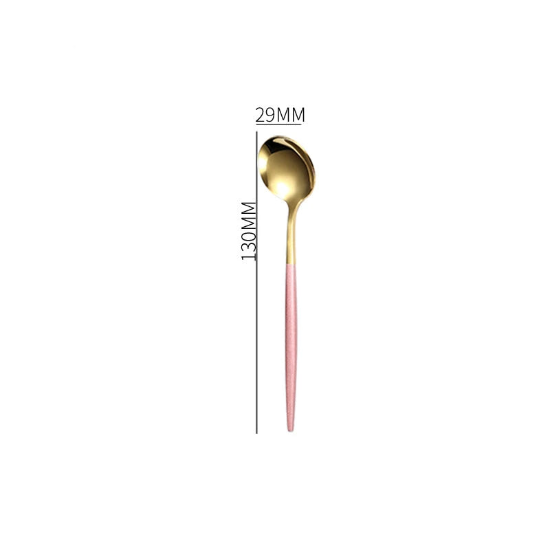 1PC Stainless Steel Gold Silver Dinnerware Tableware Coffee Spoon Steak Fork Knives Flatware Kitchen Cutlery Accessories