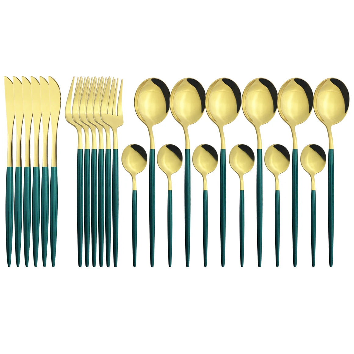 New 24Pcs Mix Color Dinnerware Set Stainless Steel Cutlery Set Dinner Knife Fork Spoon Luxury Flatware Party Kitchen Silverware