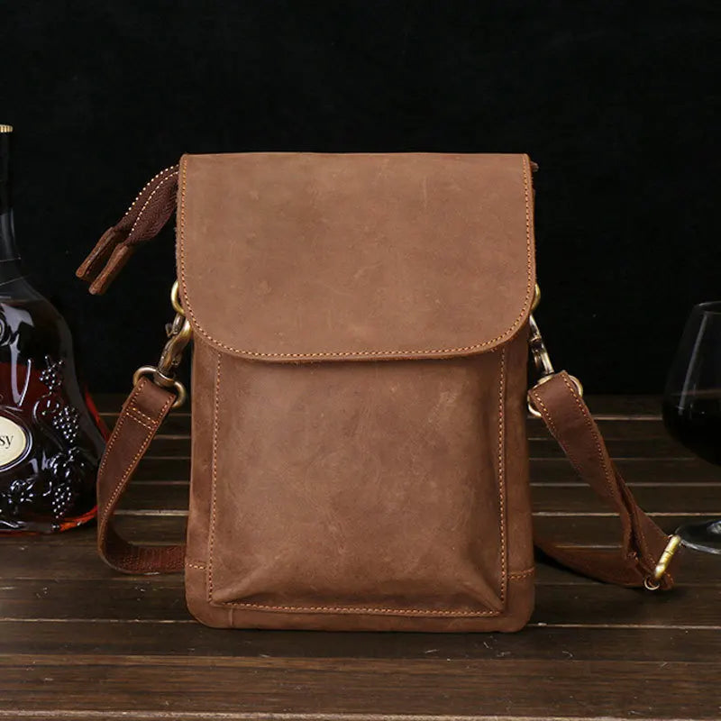 Real Leather Shoulder Bag Men Messenger Phone Bag Purse Fanny Waist Packs Bum Bag Leg Cigarette Pouch Male Travel Handbag