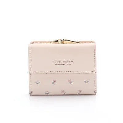 Zciti Short Buckle Purse Korean Version of The Three Fold Small Fresh and Simple Personality Small Floral Mini Ladies Money Clip