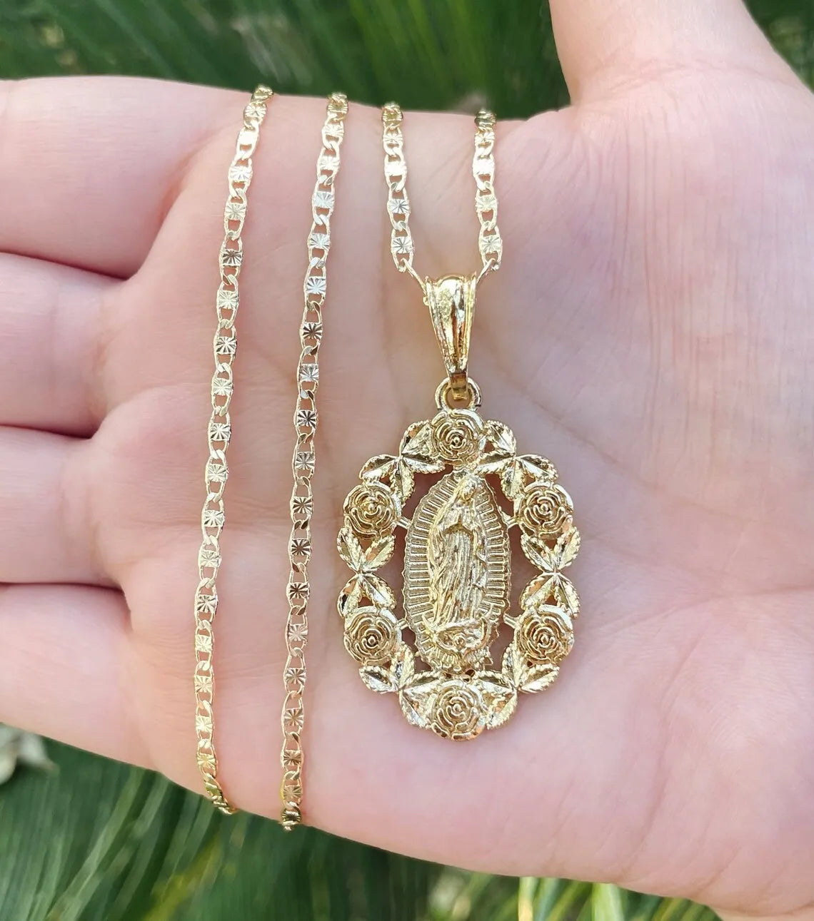 Virgin Mary Necklace Roses Chain Custom Virgen De Guadalupe Pendant Medalla Rosas For Women Jewelry Gifts