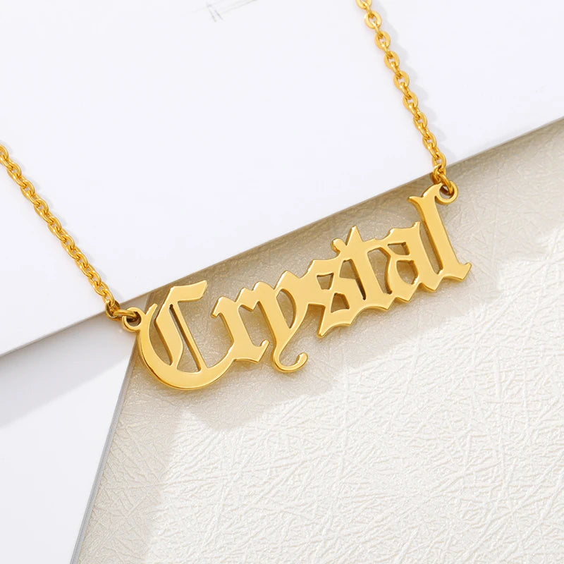 314L Stainless Steel Choker Custom Name Necklaces Women Cursive Arabic Crown Personalized Nameplate Mother's Day Birthday Gifts