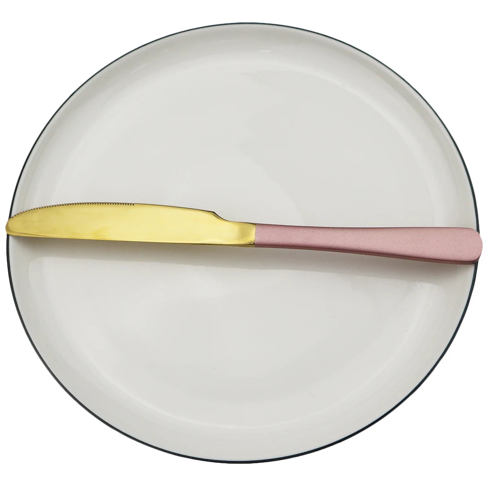 Gold Dinnerware Set Stainless Steel Cutlery Set Black Fork Knife Tea Spoon Dinner Set Colorful Silverware Kitchen Tableware Set
