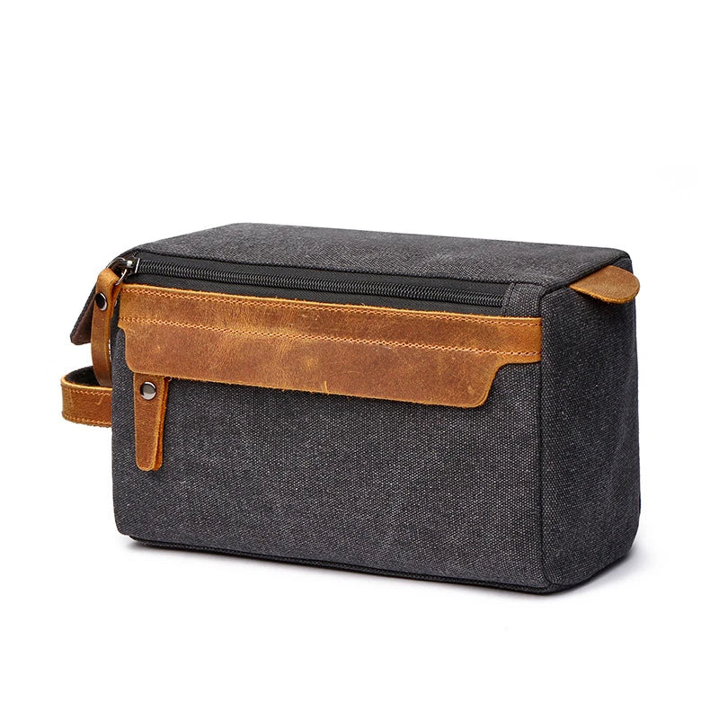 Men‘s Canvas Toiletry Bag Bathroom Wash Shaver Organizer Handbag Women Makeup Bag High Capacity Storage Case Travel Cosmetic Bag