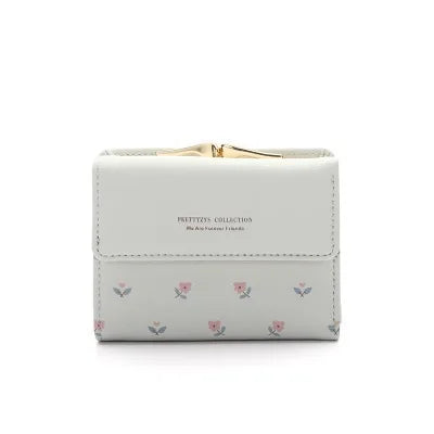 Zciti Short Buckle Purse Korean Version of The Three Fold Small Fresh and Simple Personality Small Floral Mini Ladies Money Clip