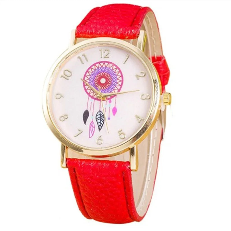 Dream catcher quartz watches women; s frequencies of clock watch mujer female leather strap
