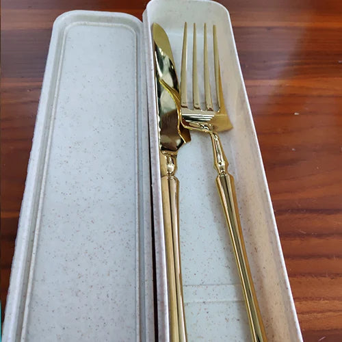 New Stainless Steel Golden Cutlery Set Mirror Polishing Dinnerware Tableware Dinner Knife Fork Foods Tools Kitchen Accessories