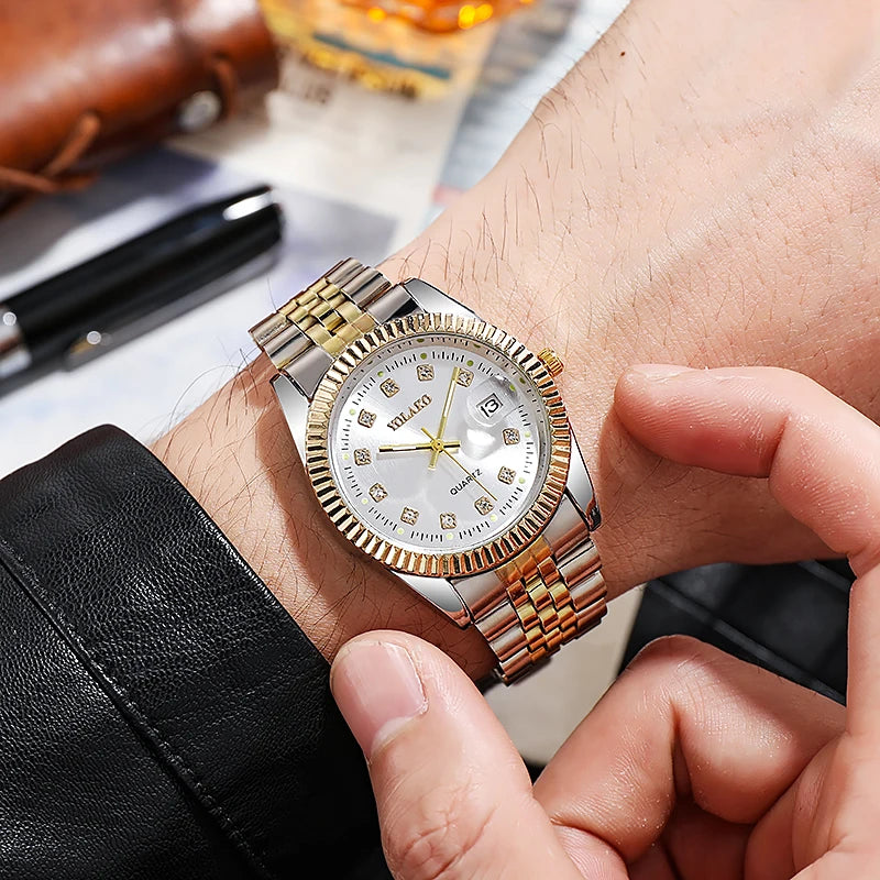 New 2021 Fashion Stainless Steel Men Quartz Wristwatch Luxury Design High Quality Watch Dropshipping Relogio Masculino Montre