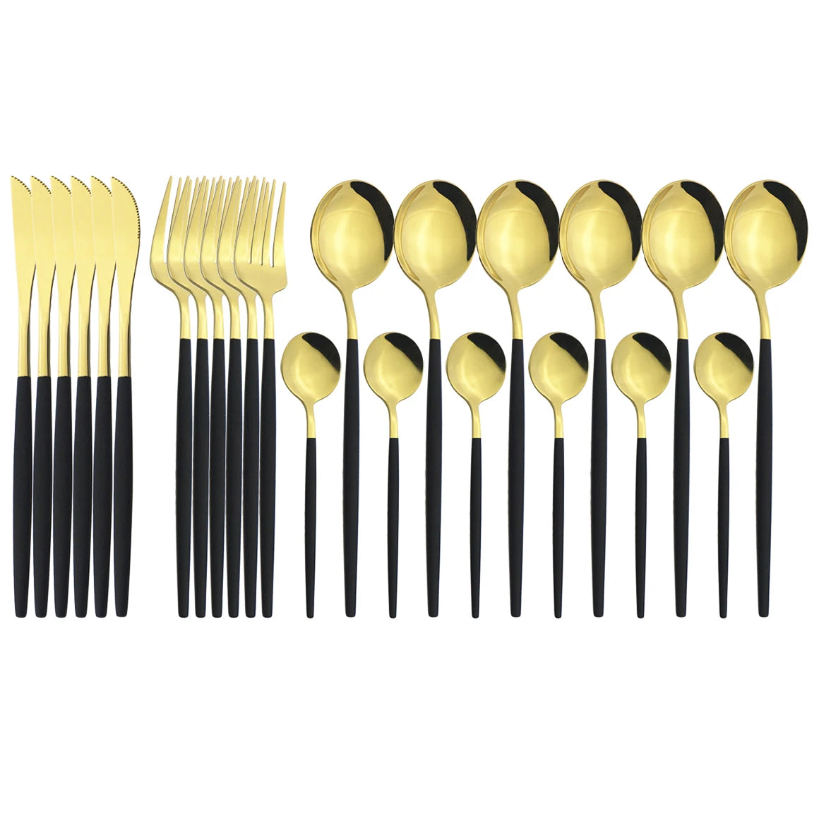 New 24Pcs Mix Color Dinnerware Set Stainless Steel Cutlery Set Dinner Knife Fork Spoon Luxury Flatware Party Kitchen Silverware