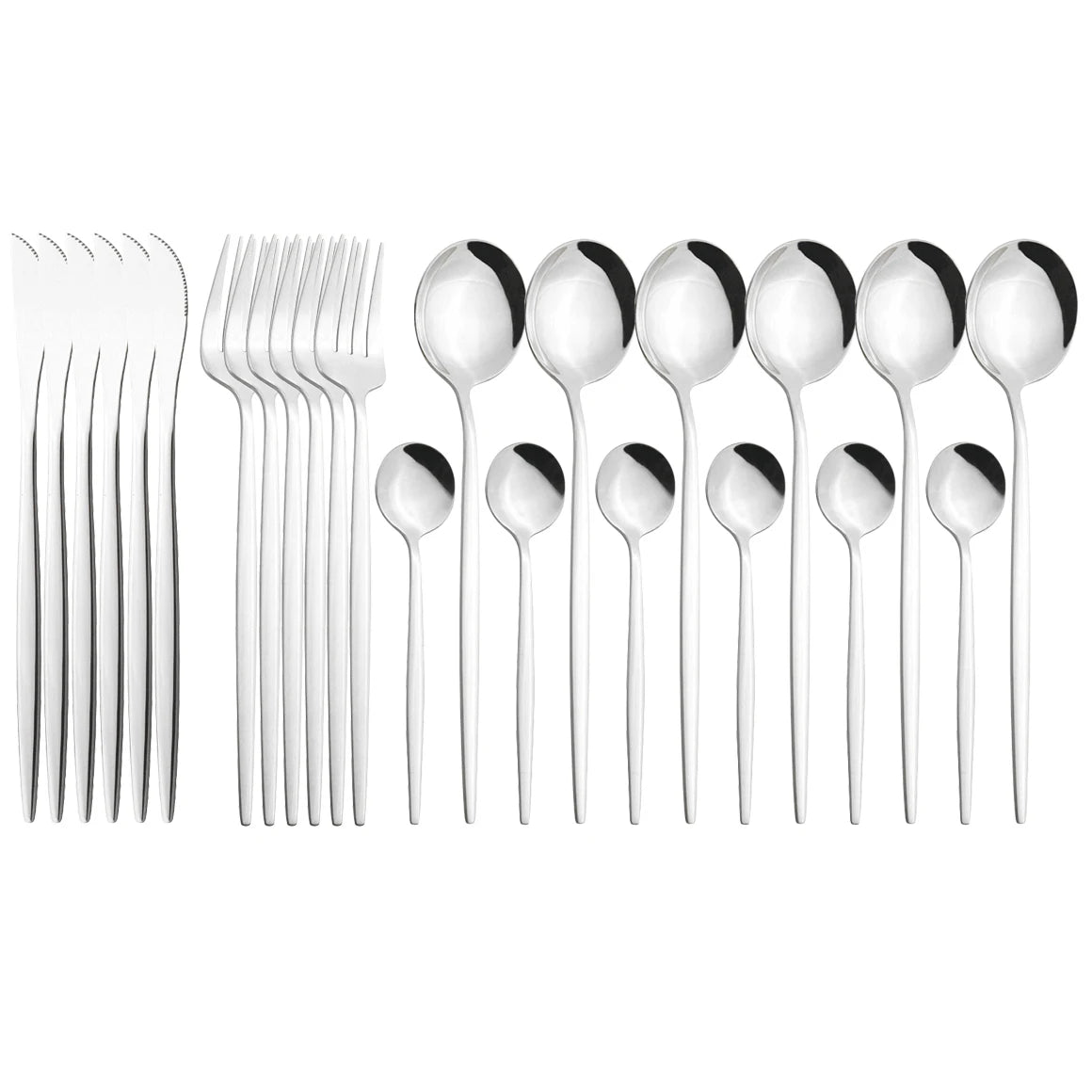 New 24Pcs Mix Color Dinnerware Set Stainless Steel Cutlery Set Dinner Knife Fork Spoon Luxury Flatware Party Kitchen Silverware