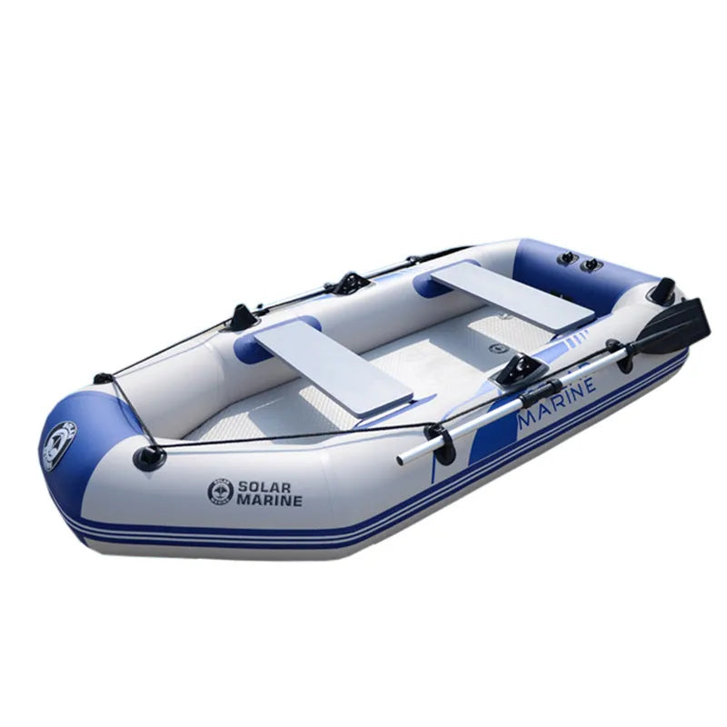 Solar Marine 2.6m 3-4Person Inflatable Fishing Boat PVC Kayak With Air Deck Floor Canoe With Pumps And Paddles Accessories