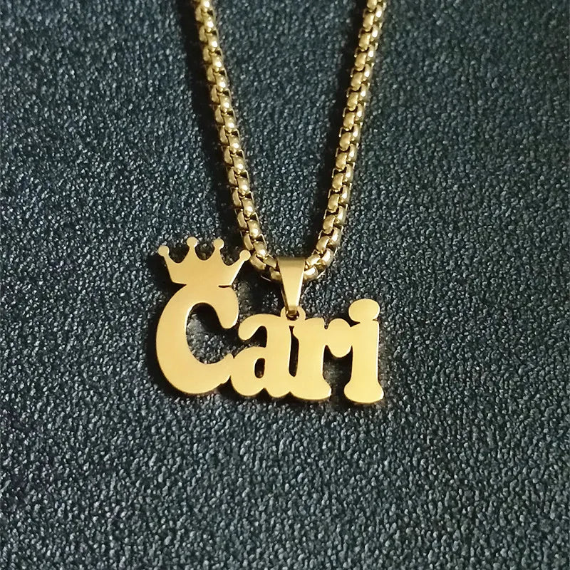 Personalized Customized Name Crown Necklace Stainless Steel Jewelry Custom Baby Chain Necklace For Women Men Birthday Gift