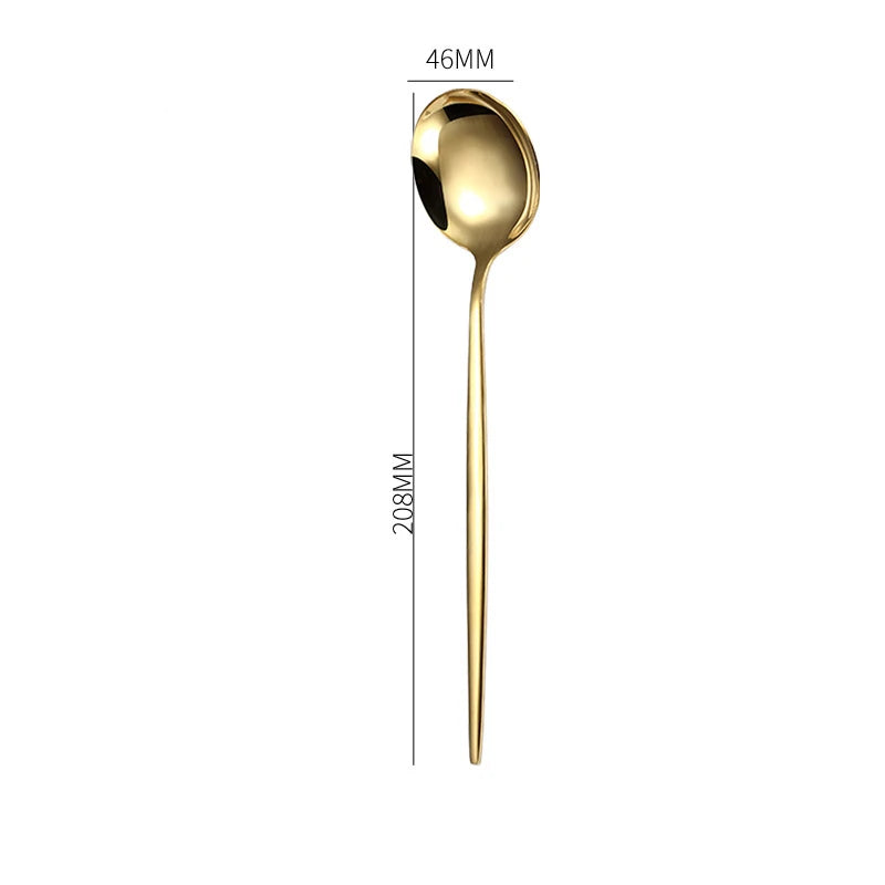 1PC Stainless Steel Gold Silver Dinnerware Tableware Coffee Spoon Steak Fork Knives Flatware Kitchen Cutlery Accessories