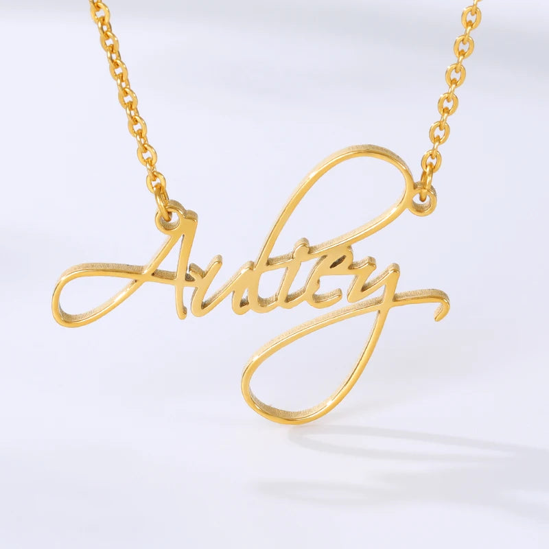 314L Stainless Steel Choker Custom Name Necklaces Women Cursive Arabic Crown Personalized Nameplate Mother's Day Birthday Gifts