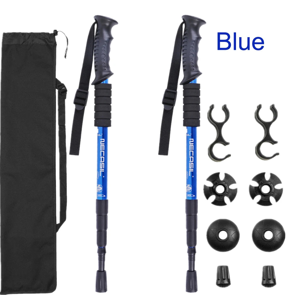 2pcs/lot Trekking poles hike walking stick nordic walking cane Aluminum ski camp telescopic baton outdoor hiking poles crutches