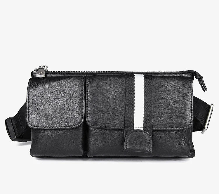 MAHEU Men's Leather Waist Bag Vintage Real Leather Small Male Fanny Pack Belt Waist Pack with Shoulder Strap Phone Belt Pouch