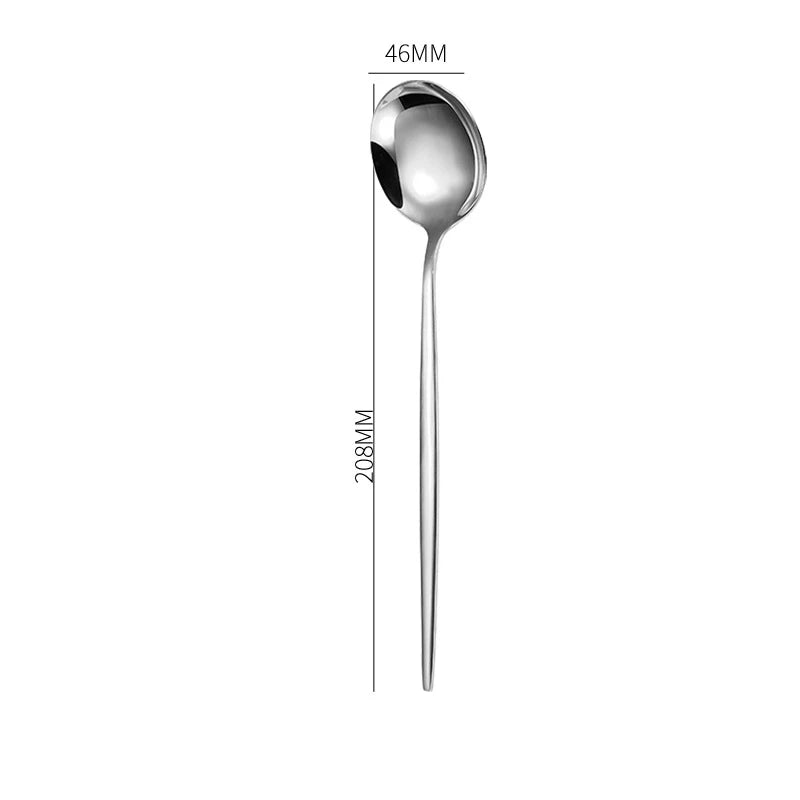 1PC Stainless Steel Gold Silver Dinnerware Tableware Coffee Spoon Steak Fork Knives Flatware Kitchen Cutlery Accessories