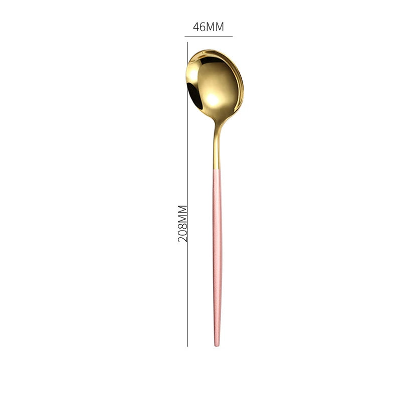 1PC Stainless Steel Gold Silver Dinnerware Tableware Coffee Spoon Steak Fork Knives Flatware Kitchen Cutlery Accessories