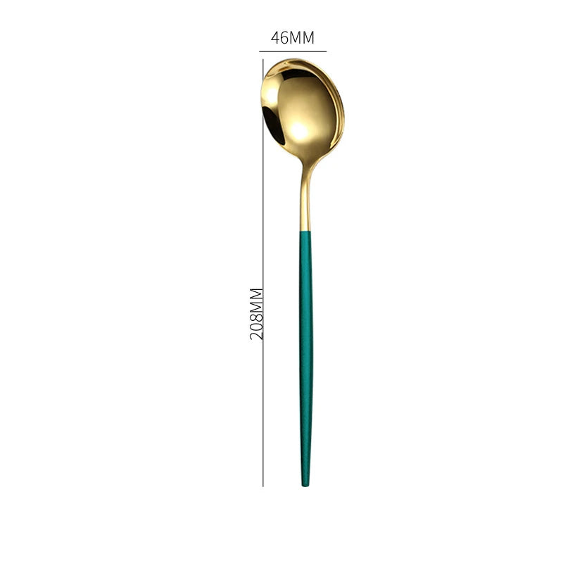 1PC Stainless Steel Gold Silver Dinnerware Tableware Coffee Spoon Steak Fork Knives Flatware Kitchen Cutlery Accessories