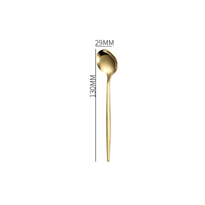 1PC Stainless Steel Gold Silver Dinnerware Tableware Coffee Spoon Steak Fork Knives Flatware Kitchen Cutlery Accessories