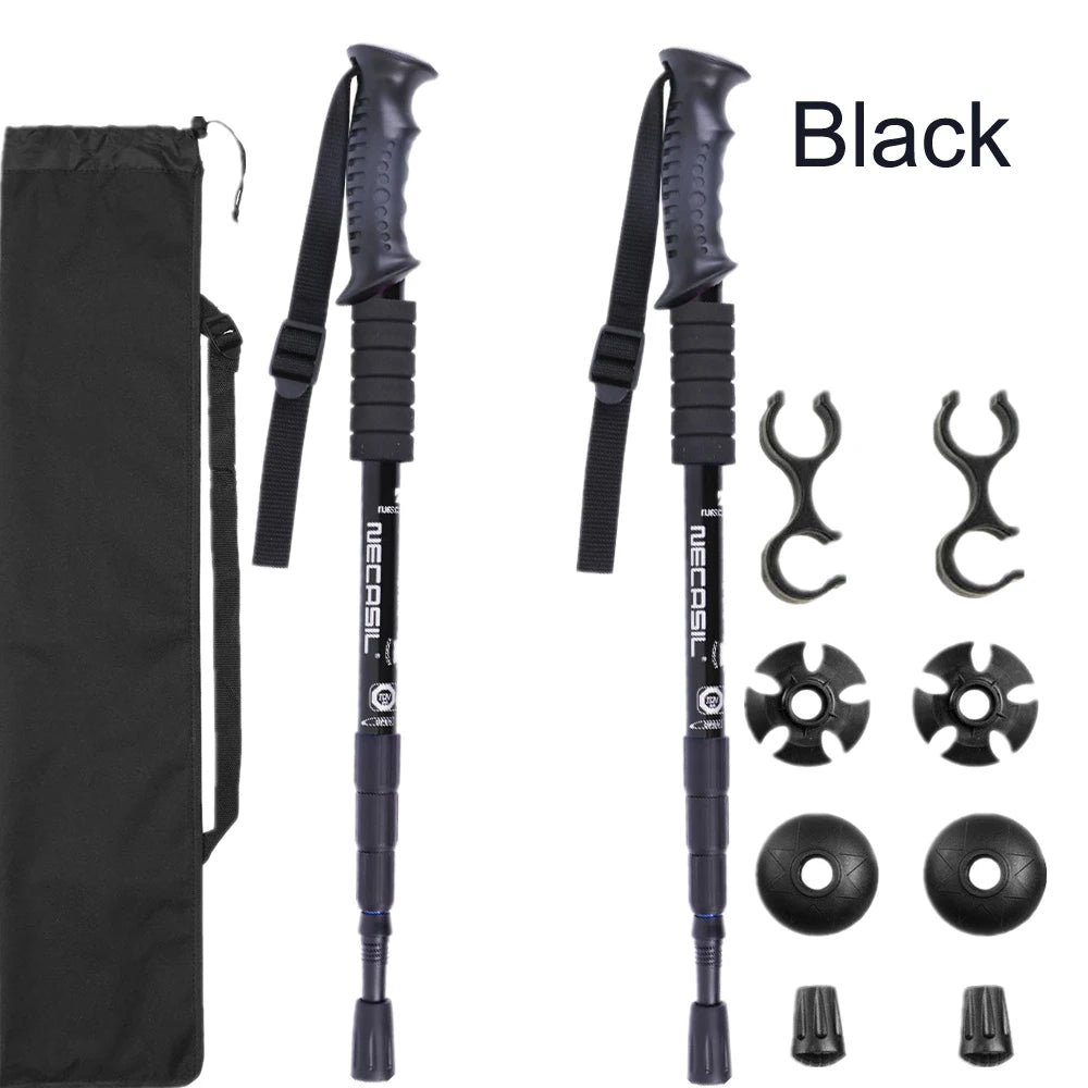 2pcs/lot Trekking poles hike walking stick nordic walking cane Aluminum ski camp telescopic baton outdoor hiking poles crutches