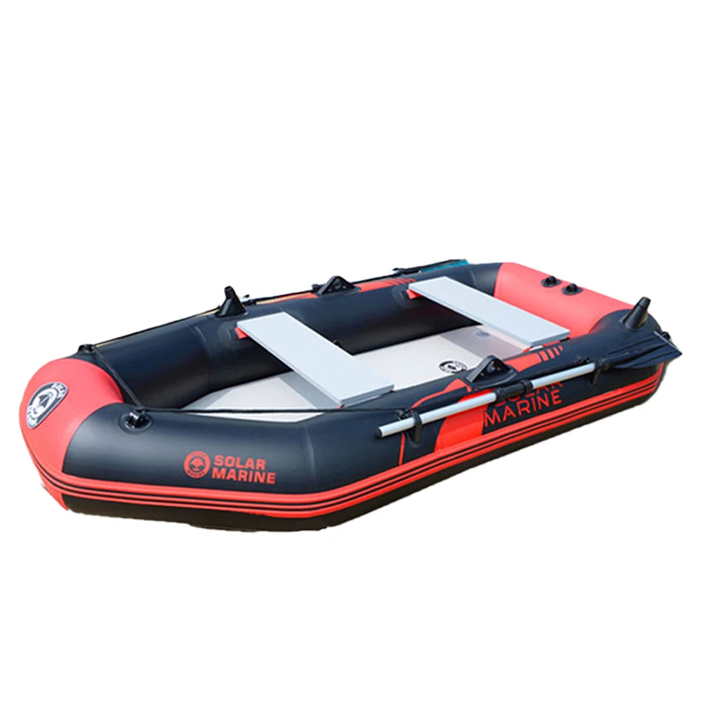 Solar Marine 2.6m 3-4Person Inflatable Fishing Boat PVC Kayak With Air Deck Floor Canoe With Pumps And Paddles Accessories