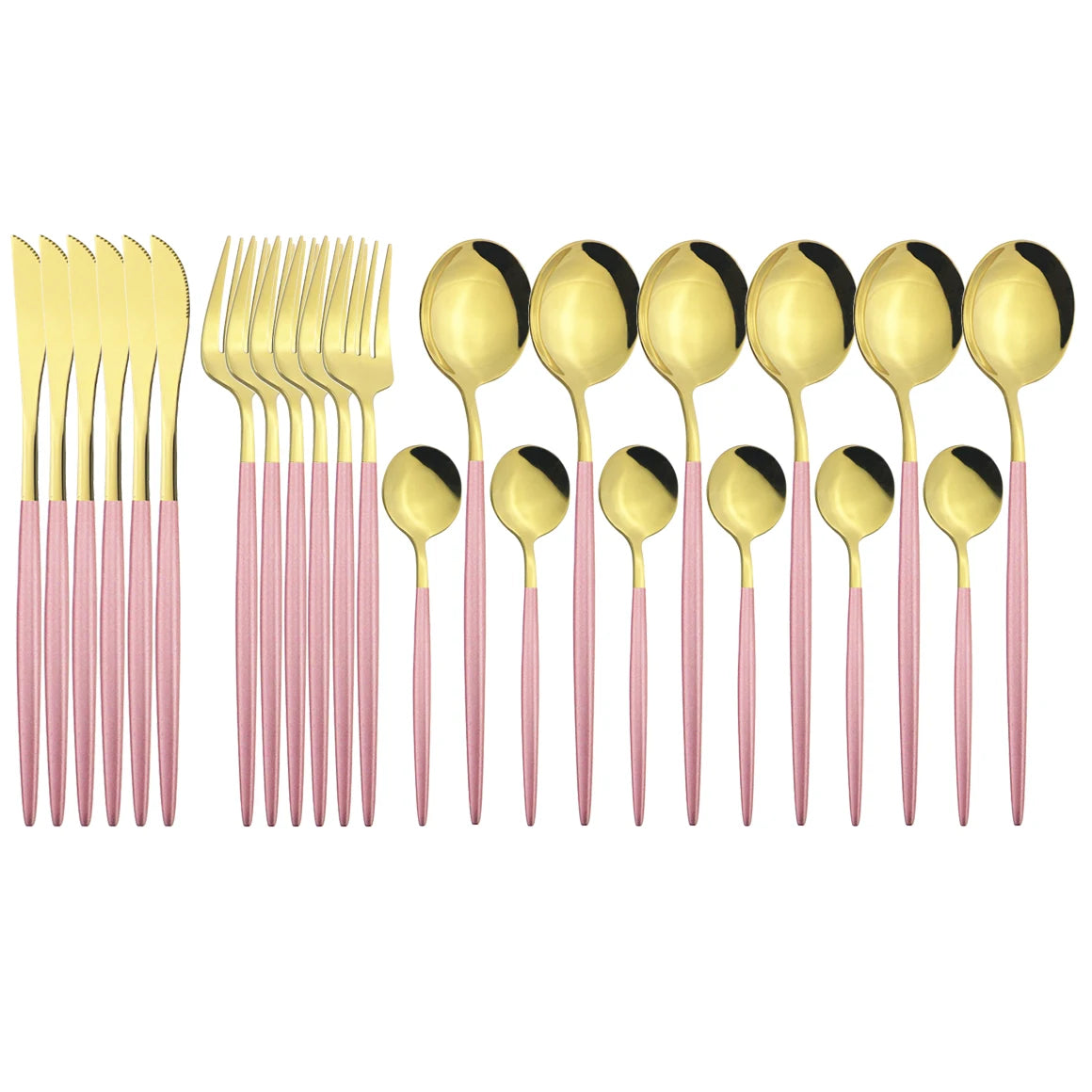 New 24Pcs Mix Color Dinnerware Set Stainless Steel Cutlery Set Dinner Knife Fork Spoon Luxury Flatware Party Kitchen Silverware