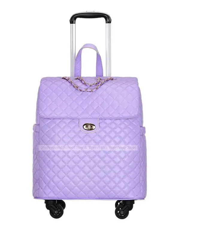 2020 New travel rolling bag for women PU baggage bag Women Wheeled Luggage bag Cabin Trolley Bag on wheels Trolley Suitcase