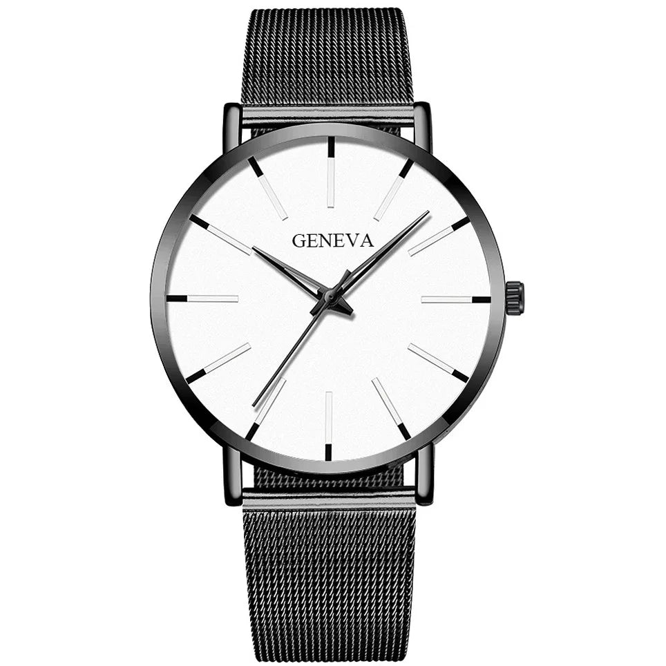 Luxury Minimalist Men's Fashion Ultra Thin Watches Simple Men Business Stainless Steel Mesh Belt Quartz Watch Relogio Masculino