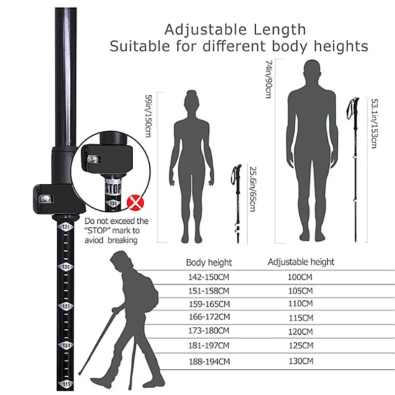 2 PCS Aluminum Alloy External Quick Lock Trekking Pole Nordic Walking Stick With Accessories For A Variety Of Terrain Scenarios