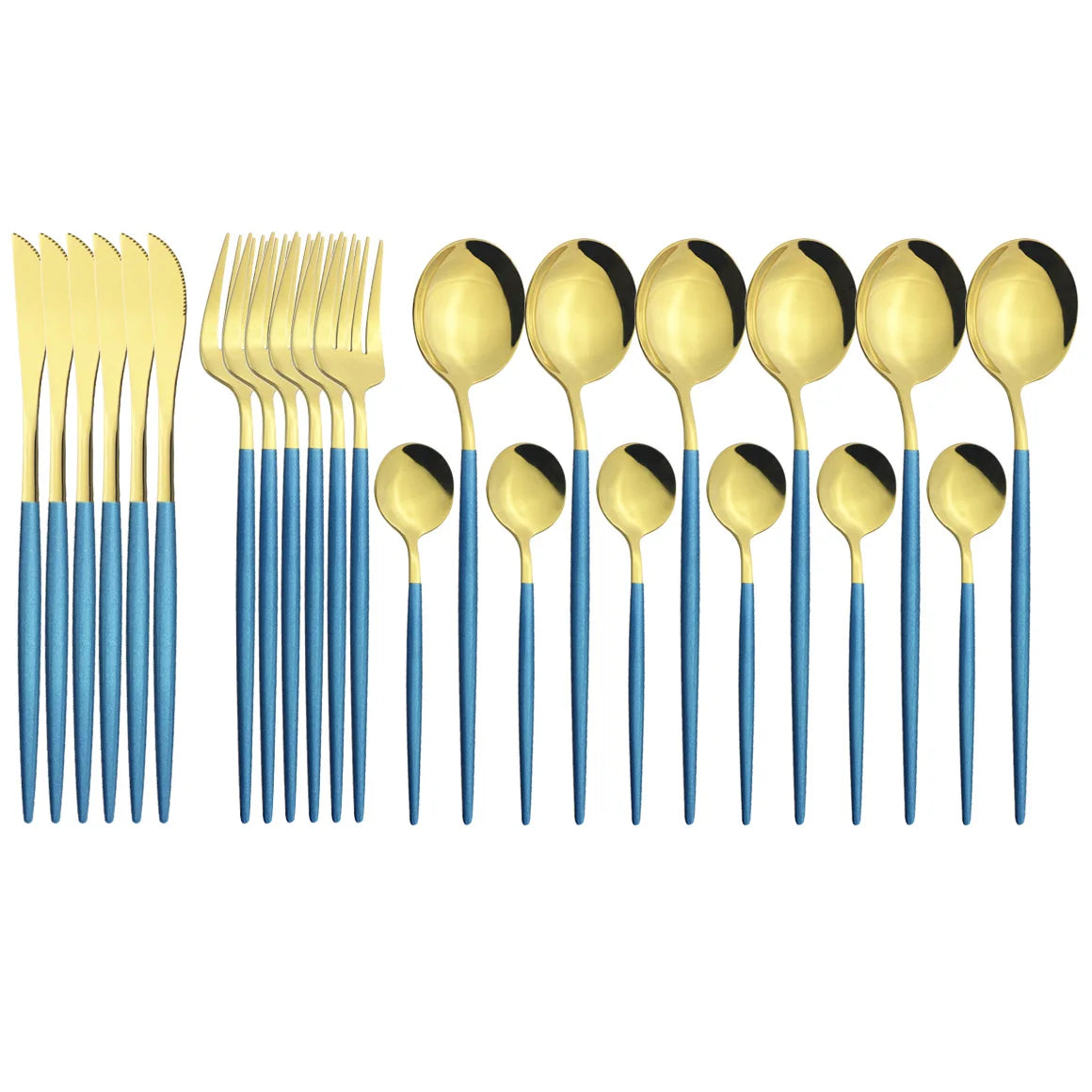 New 24Pcs Mix Color Dinnerware Set Stainless Steel Cutlery Set Dinner Knife Fork Spoon Luxury Flatware Party Kitchen Silverware