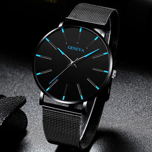 Luxury Minimalist Men's Fashion Ultra Thin Watches Simple Men Business Stainless Steel Mesh Belt Quartz Watch Relogio Masculino
