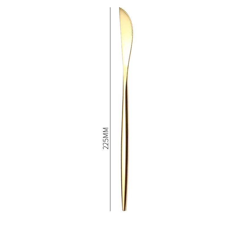 1PC Stainless Steel Gold Silver Dinnerware Tableware Coffee Spoon Steak Fork Knives Flatware Kitchen Cutlery Accessories