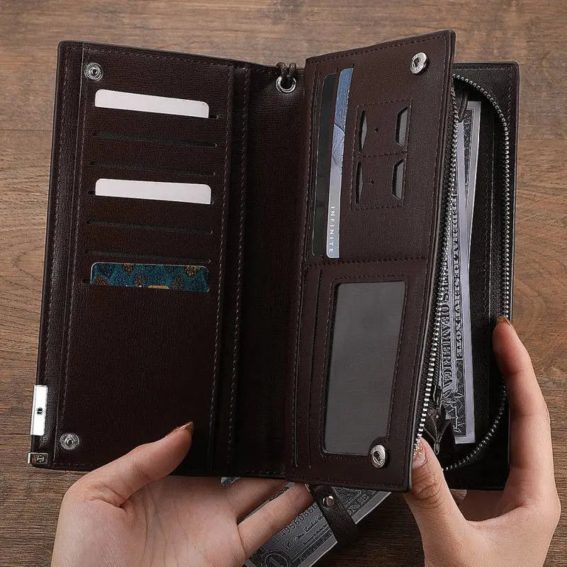 Custom Photo Engraved Wallet Long Section Leather Men Wallets Quality Zipper Large Capacity Big Brand Luxury Wallets For Men