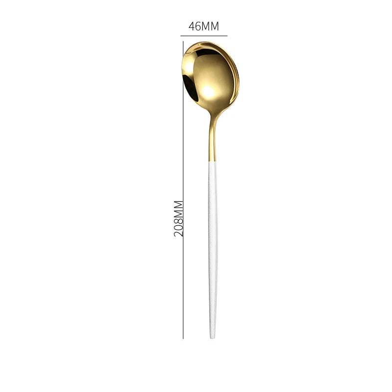 1PC Stainless Steel Gold Silver Dinnerware Tableware Coffee Spoon Steak Fork Knives Flatware Kitchen Cutlery Accessories