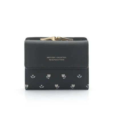 Zciti Short Buckle Purse Korean Version of The Three Fold Small Fresh and Simple Personality Small Floral Mini Ladies Money Clip