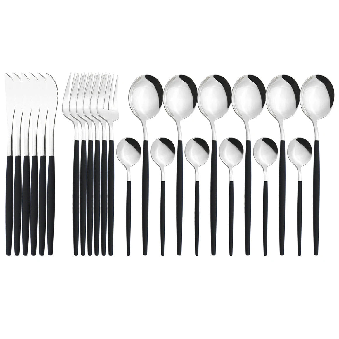 New 24Pcs Mix Color Dinnerware Set Stainless Steel Cutlery Set Dinner Knife Fork Spoon Luxury Flatware Party Kitchen Silverware
