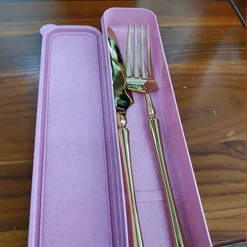 New Stainless Steel Golden Cutlery Set Mirror Polishing Dinnerware Tableware Dinner Knife Fork Foods Tools Kitchen Accessories