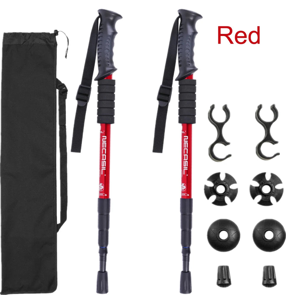 2pcs/lot Trekking poles hike walking stick nordic walking cane Aluminum ski camp telescopic baton outdoor hiking poles crutches