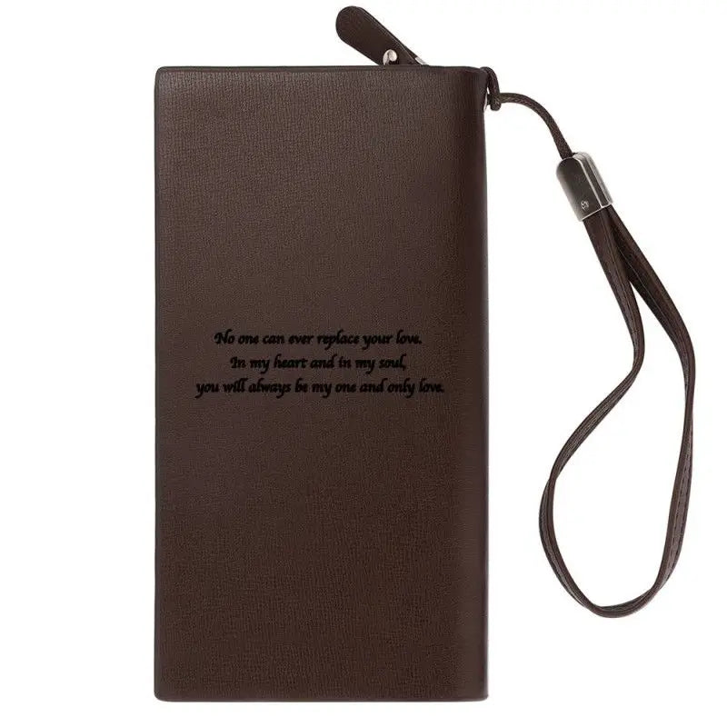 Custom Photo Engraved Wallet Long Section Leather Men Wallets Quality Zipper Large Capacity Big Brand Luxury Wallets For Men